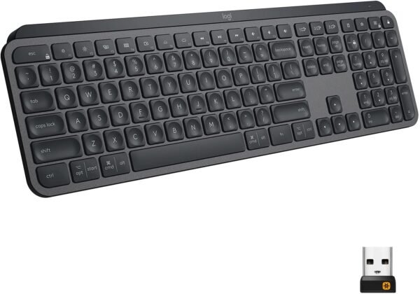 Logitech MX Keys Advanced Wireless Illuminated Keyboard, Tactile Responsive Typing, Backlighting, Bluetooth, USB-C, Apple macOS, Microsoft Windows, Linux, iOS, Android, Metal Build - Graphite - Image 4